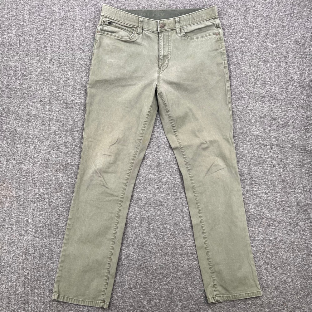 English Laundry Mens 5-Pocket Straight Leg‎ 32 Pants Olive Green Stretch Chino
